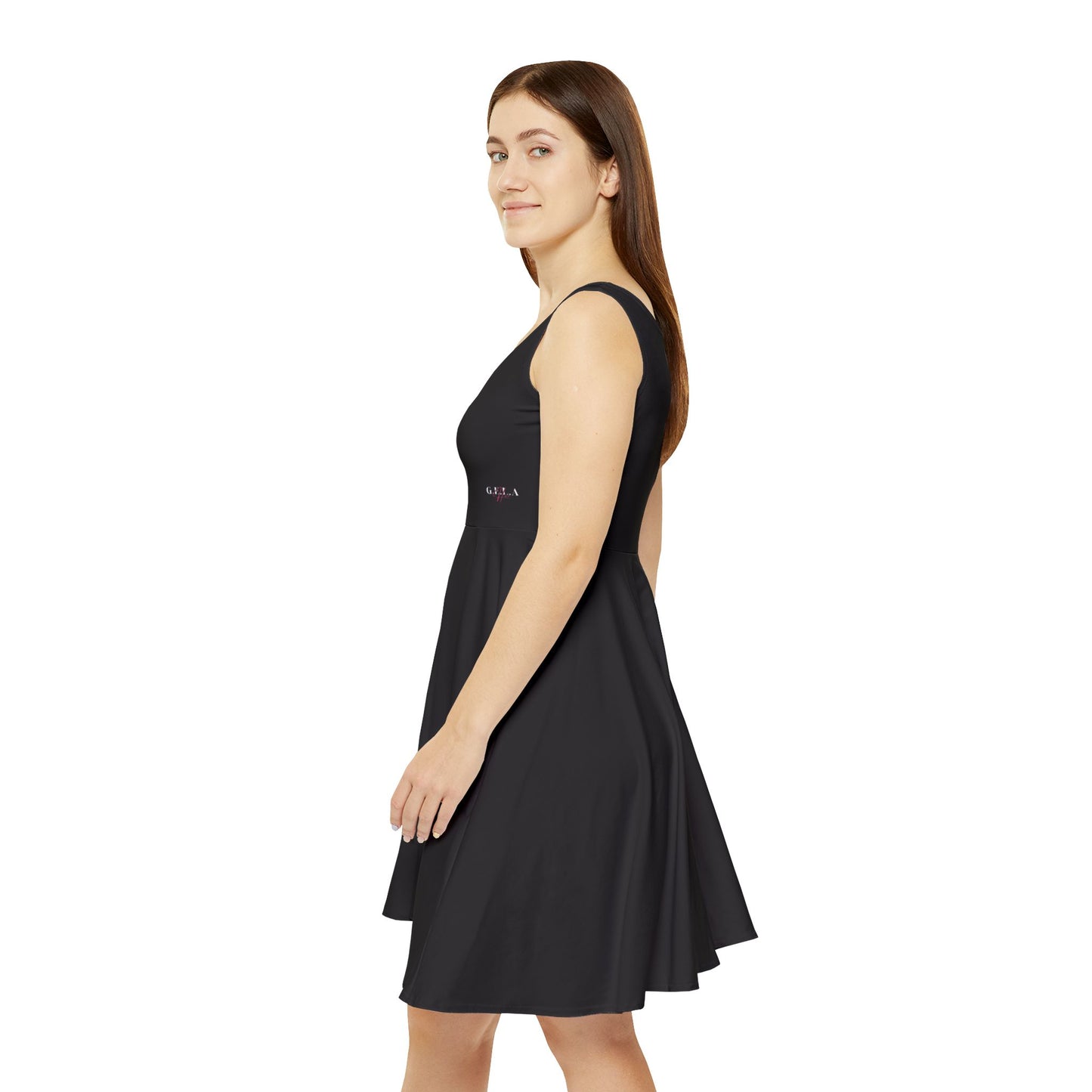 Women's Skater Sun Dress - Minimal Black AOP Casual Dress