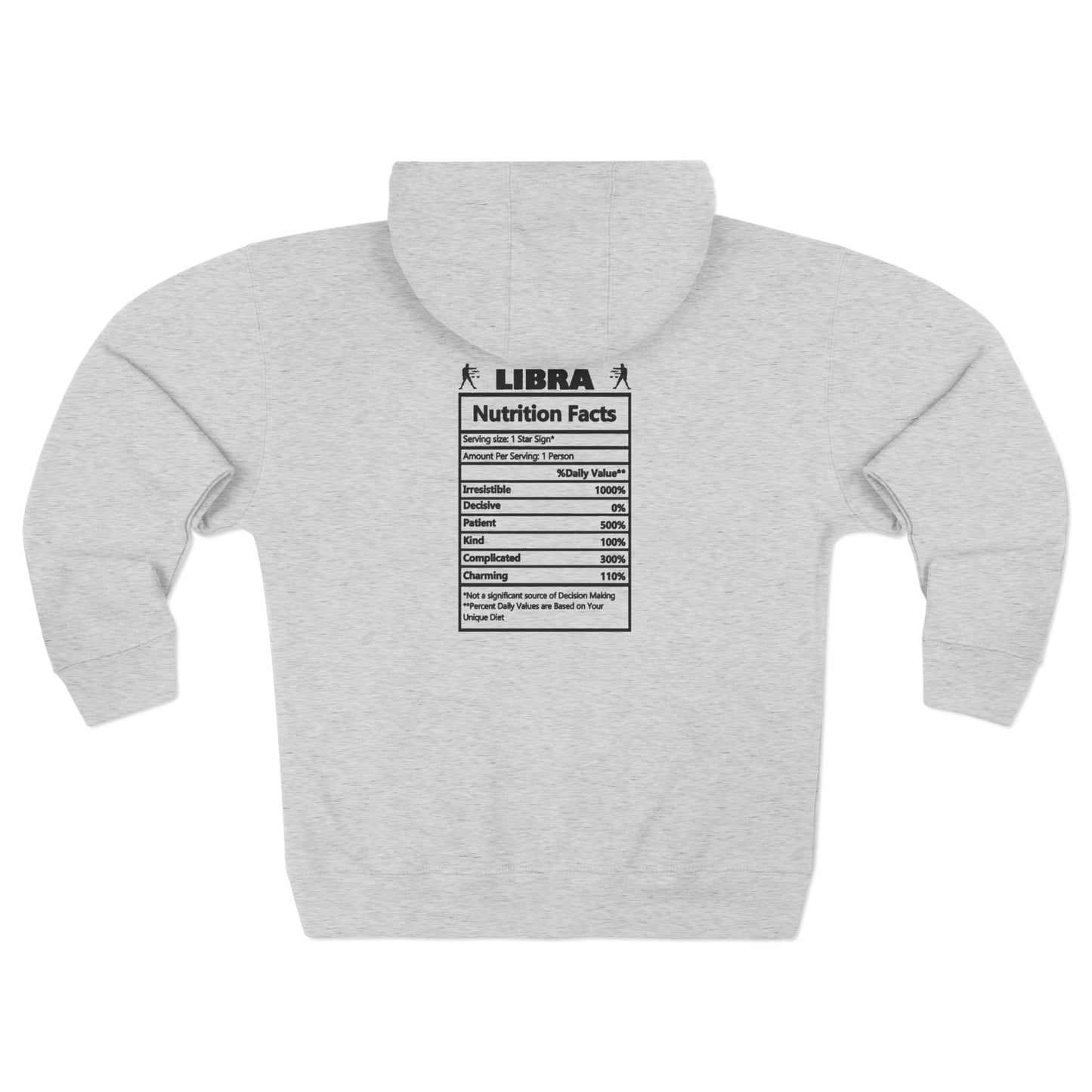 Libra Zip Hoodie — Zodiac Nutrition Facts Graphic Hoodie