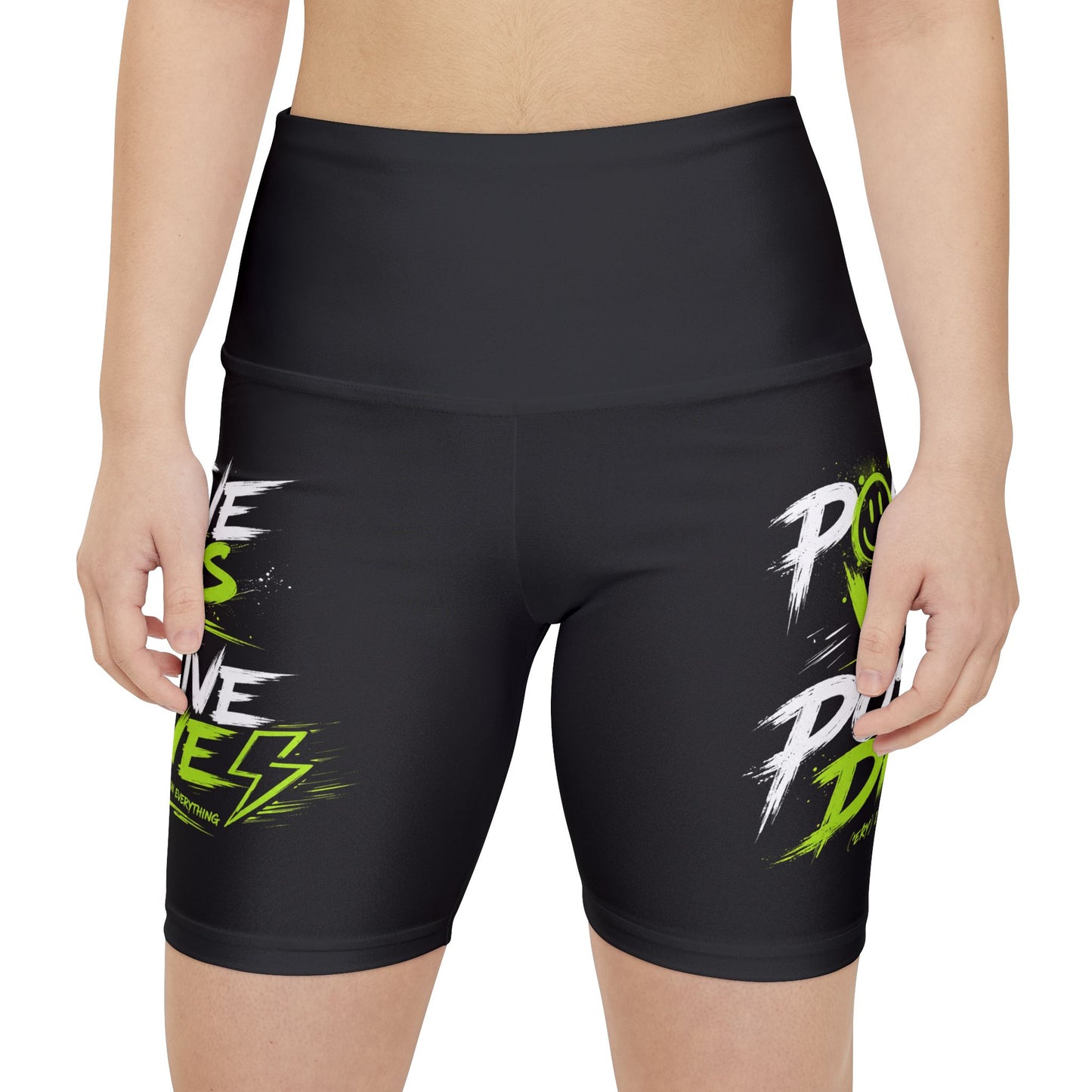 Positive Vibes Workout Shorts — Women's Motivational Gym Biker Shorts