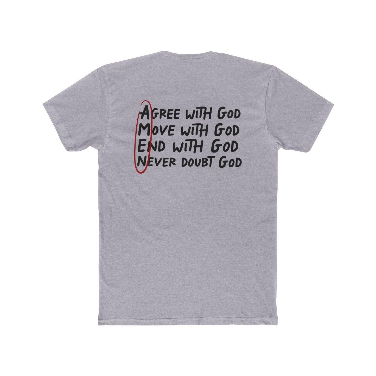 Amen Faith T‑Shirt — "Agree, Move, Mend, Never Doubt God" Christian Crew Tee