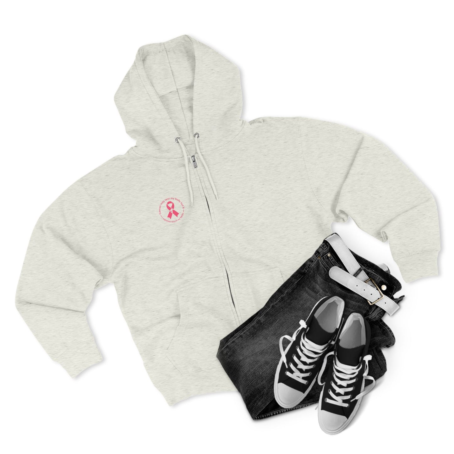 Zip Hoodie — Pink Ribbon Cancer Awareness Support Hoodie