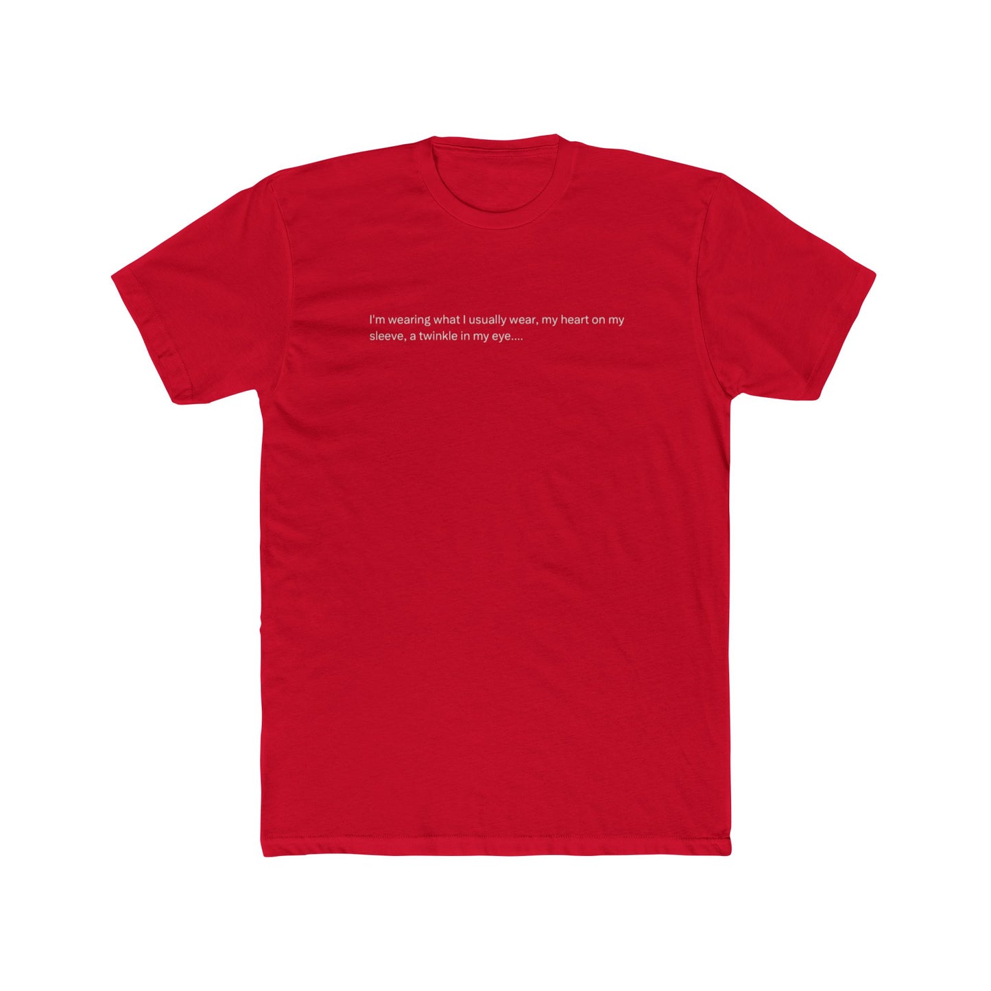 Minimalist Black T‑Shirt with Small White Quote — "I’m assuming what I actually want, my heart or my stomach, is invisible in any state."