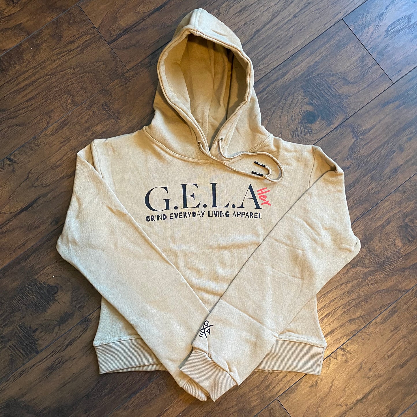 G.E.L.A HER TAN CROP TOP HOODIE