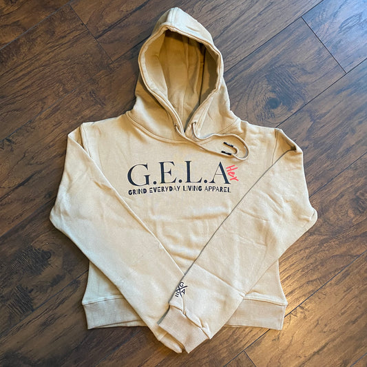 G.E.L.A HER TAN CROP TOP HOODIE